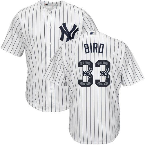 Yankees #33 Greg Bird White Strip Team Logo Fashion Stitched MLB Jersey
